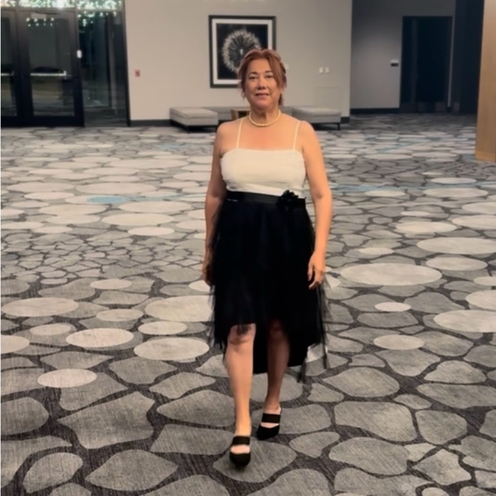 Chic Black and White High Low Dress